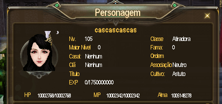 Detalhes de personagem sem registro em uma Associação